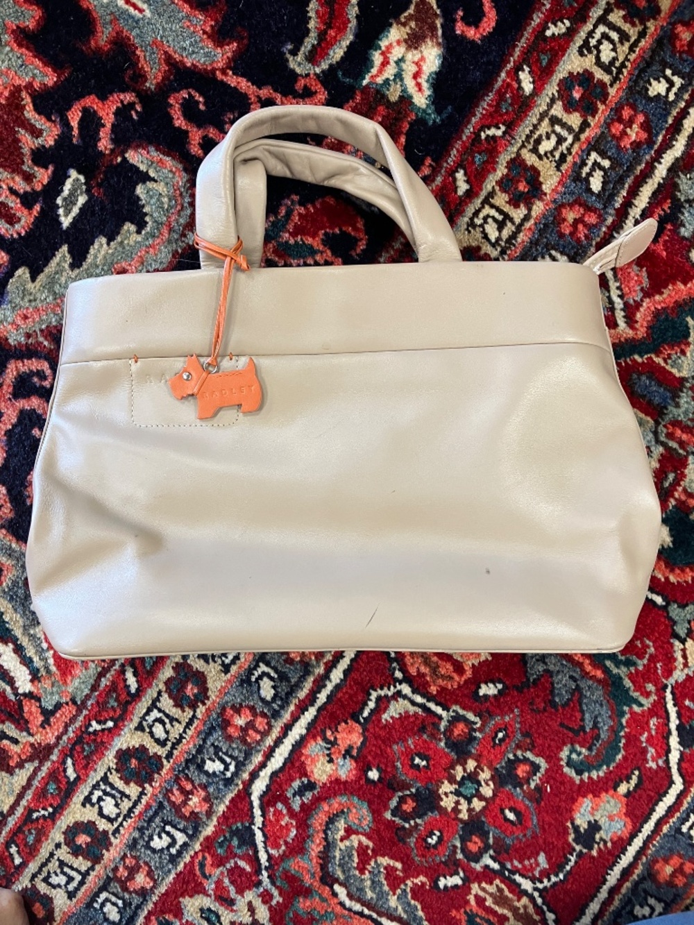 Vintage Radley London Beige Tan Cream Leather Hand Bag Good Condition